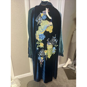 X-Large NWT Women’s Velvet Embroidered Varsity Duster Jacket Blue By Paparazzi